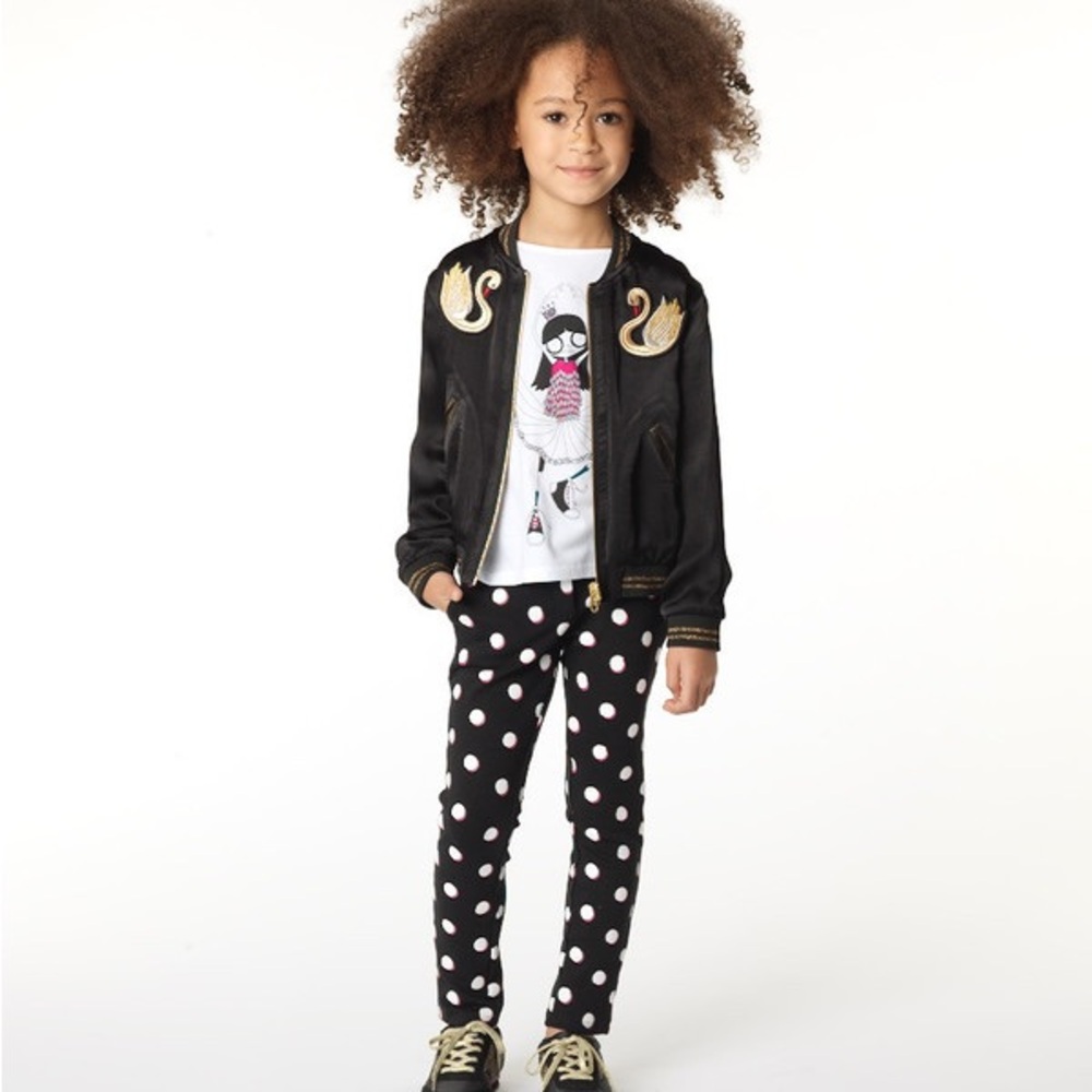 Little Marc Jacobs Star Swan Satin Reversible Black Gold Jacket Size 4 Kids New! - Picture 1 of 16